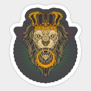 Lion head with crown illustration graphic Sticker